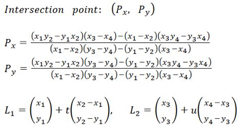 💻 JavaScript - calculate intersection point of two lines for given 4 ...