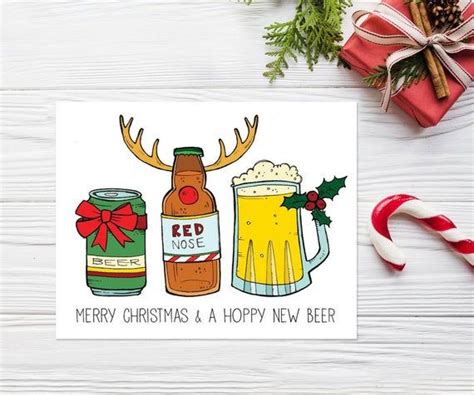 Beer Christmas card Hoppy beer Merry Christmas and a hoppy | Etsy ...