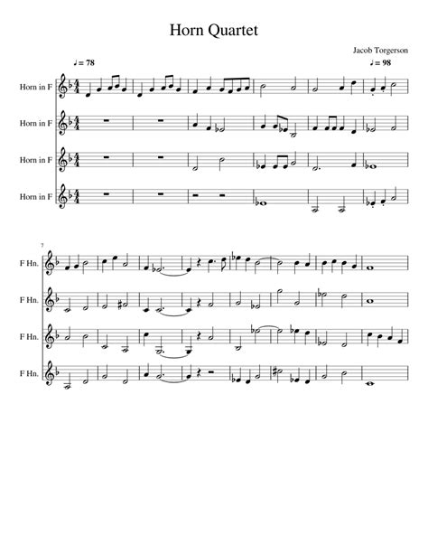 Horn Quartet Sheet music for French Horn (Mixed Quartet) | Musescore.com