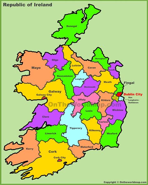 Counties map of Ireland | County map, Ireland map, Ireland