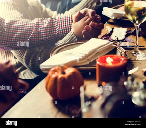 People Holding Hands Praying Thanksgiving Celebration Concept Stock ...