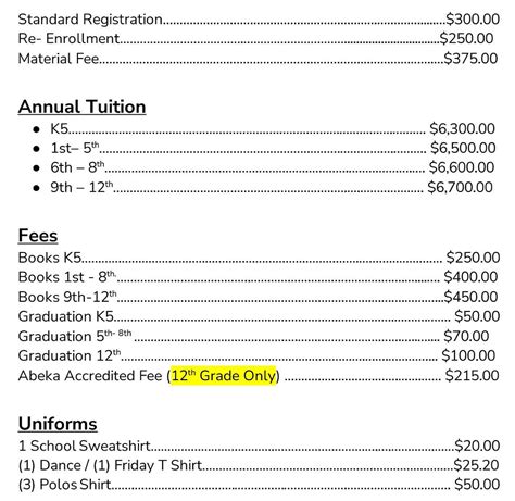 TUITION & FEES | Revival Fire Christian Academy