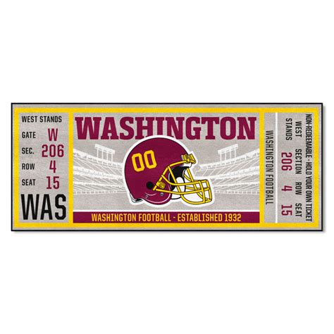 E187618 Fan Mats Washington Commanders Ticket Runner