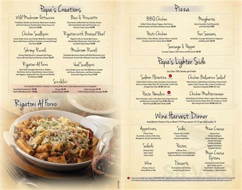 Papa Vino's Italian Kitchen menu in Mishawaka, Indiana, USA