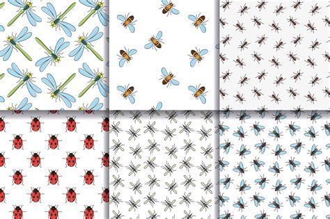 Insects seamless patterns collection. 617110 Vector Art at Vecteezy