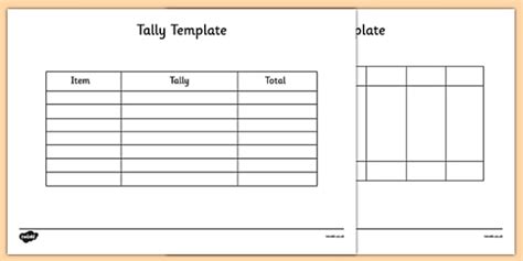 Tally Chart Template - Science Resource (teacher made)