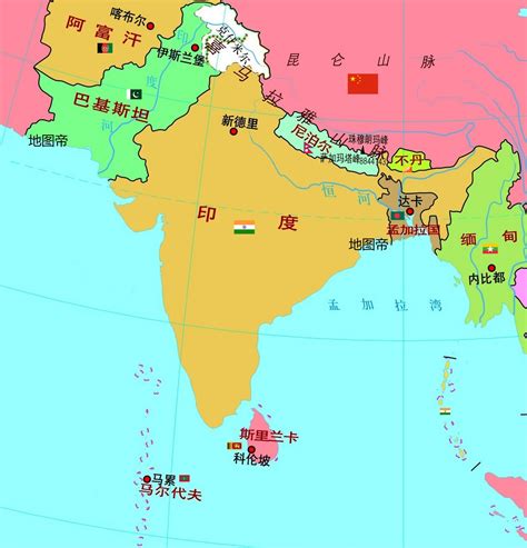 南亚次大陆地图,南亚次家,南亚次地形_大山谷图库