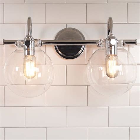 Retro Glass Globe Bath Light - 2 Light chrome | Bathroom light fixtures, Glass globe, Bath light