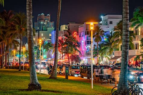 Miami Beach, Florida, USA - Night Life in South Beach Precinct ...