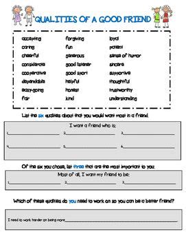 Qualities of a GOOD FRIEND | Social skills activities, Social skills ...