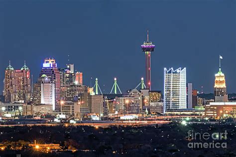 Downtown San Antonio Skyline Night Photograph by Bee Creek Photography - Tod and Cynthia - Pixels