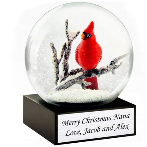 Winter Cardinal Snow Globe | Engraved Custom Cardinal Snow Globes