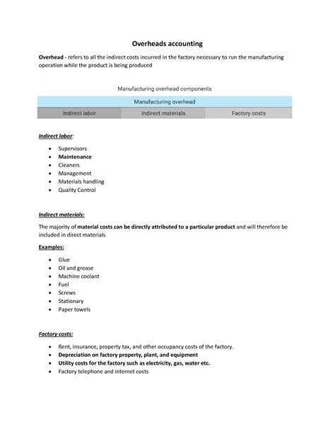 Overheads accounting - Overheads accounting Overhead - refers to all the indirect costs incurred ...