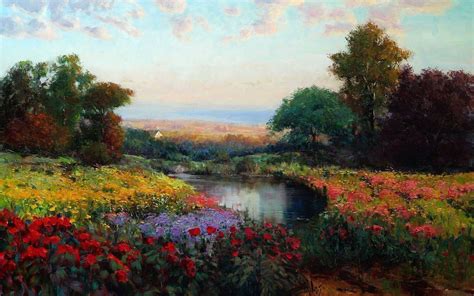 art, Painting, Oil, Flowers, Landscape, Lake, Eric, Wallis, Meadow Wallpapers HD / Desktop and ...