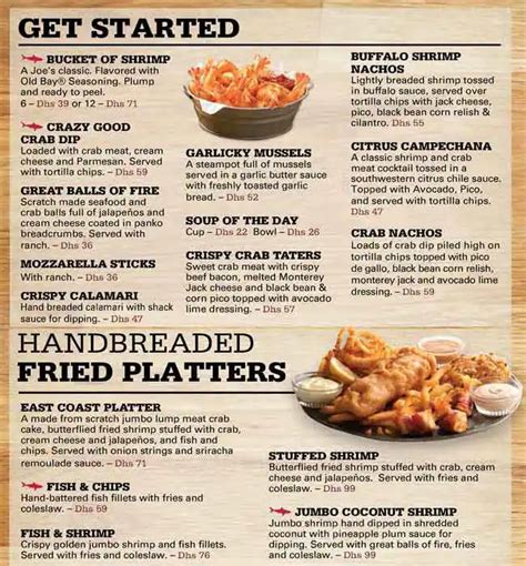 Joe's Crab Shack Menu, Menu for Joe's Crab Shack, Downtown Dubai, Dubai ...