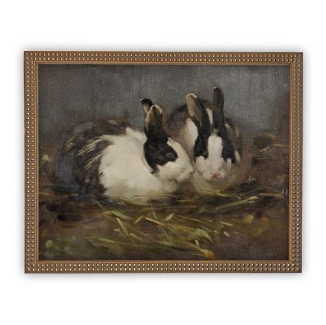 Vintage Framed Canvas Art // Framed Vintage Print // Vintage Bunny ...