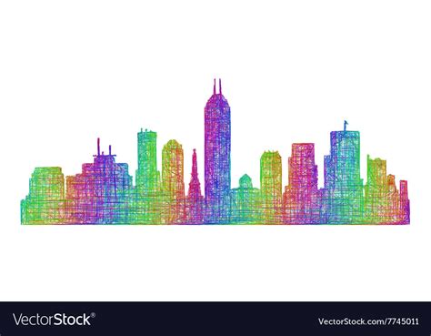 Indianapolis skyline silhouette - line art Vector Image