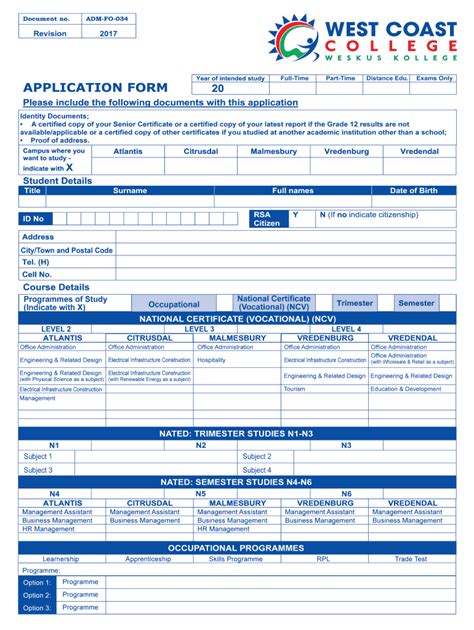 2017-2024 Form West Coast College ADM-FO-034 Fill Online, Printable ...