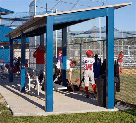 Dugout shelter and shade structure available in many sizes and column configurations.