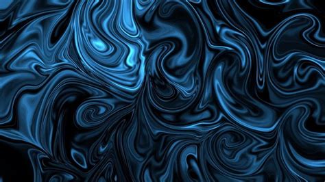 an abstract blue and black background with swirls in the shape of wavy ...