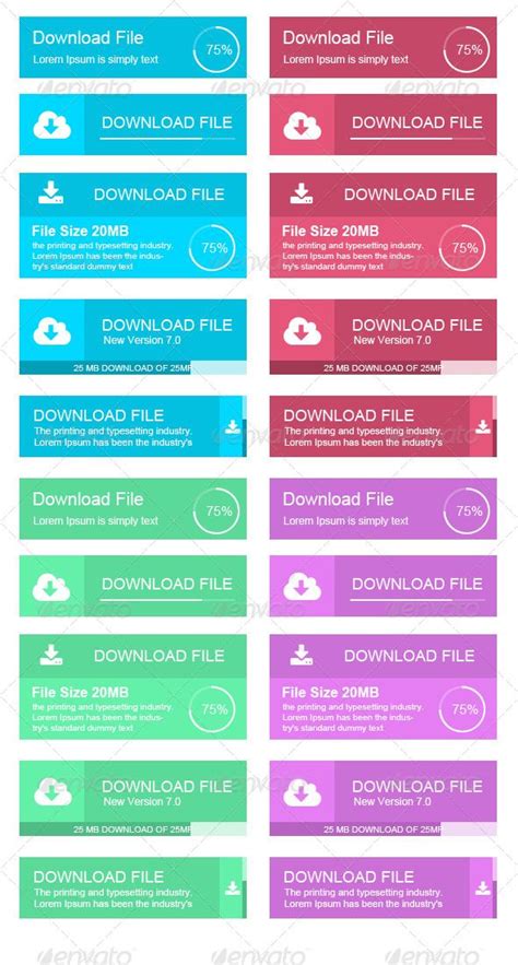 Flat Download Button | Web design, Buttons, Information graphics
