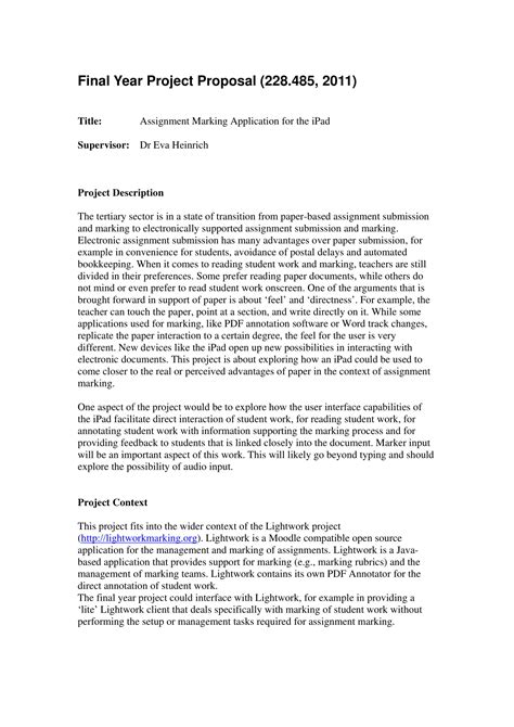 Final Year Project Proposal - 13+ Examples, Format, Pdf