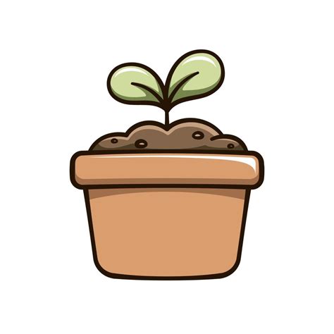 Seedling sprout in a flower pot cute cartoon illustration. Plant growth ...