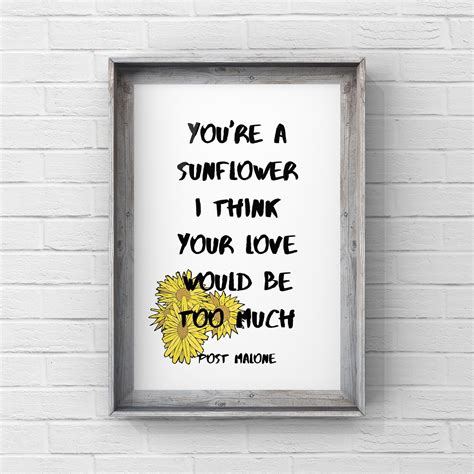 Post Malone Sunflower Song Lyrics Wall Hanging Art Print | Etsy