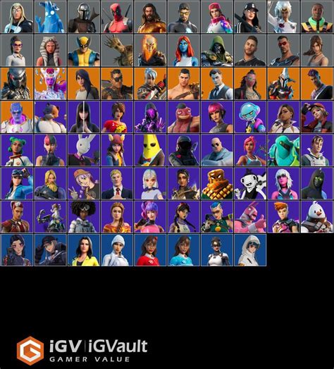 FORTNITE . Full access 78 skins . aftermath . mystique . lara croft . tony stark . chigusa ...