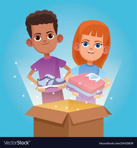 Kids donation and charity cartoon Royalty Free Vector Image