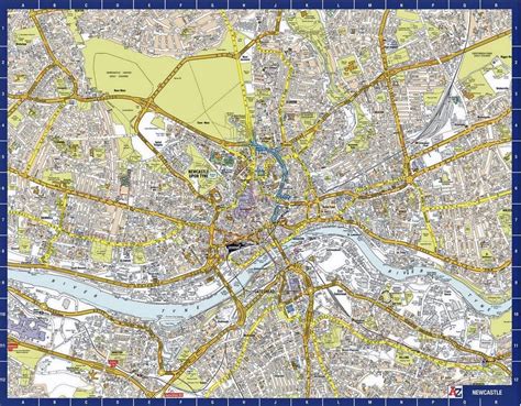 Newcastle City Centre A-Z Street Wall Map