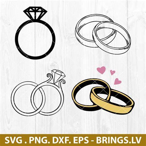 Wedding Ring SVG, Diamond Ring SVG, Engagement Ring SVG, PNG, DXF, EPS, Cut Files for Cricut and ...