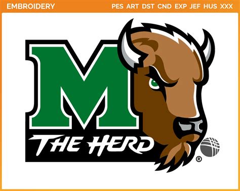 Marshall Thundering Herd - Alternate Logo (2001) - College Sports Embroidery Logo in 4 sizes & 8 ...