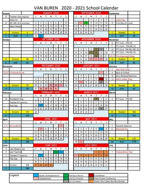 Proposed 2020-2021 School Calendar Draft | Van Buren Local Schools