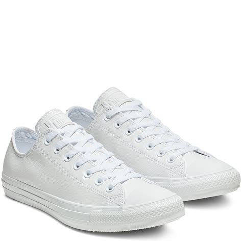 Converse Chuck Taylor All Star Low Top Shoes in White Mono Leather ...