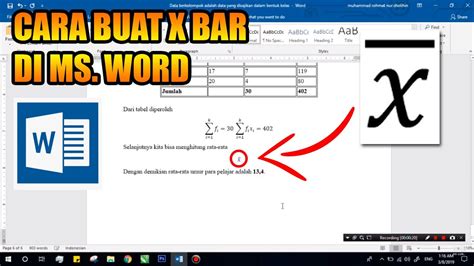 Tutorial Cara Membuat X Bar di Microsoft Word 2019 - YouTube