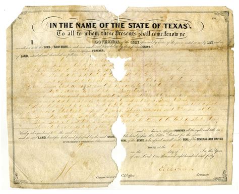 Texas Land Grant, ca. 1850s Signed by Governor Elisha M. Pease