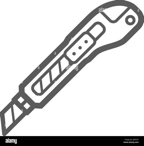 Stationery knife isolated monochrome outline icon. Vector small folding ...