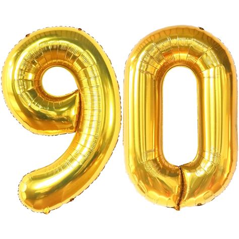 Buy Giant, Gold Number 90 Balloon - 40 Inch | Gold 90 Birthday Balloon, 90th Birthday ...