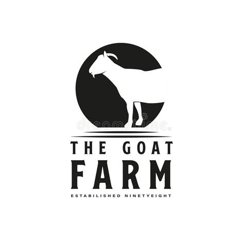 Vintage Retro Goat Farm Logo with Head and Horns Silhouette