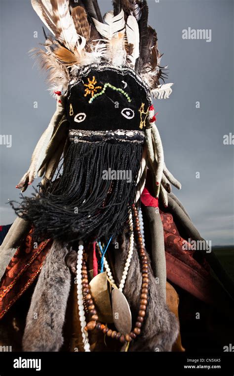 Portrait of Mongolian shaman , khuduu aral, khentii province, Mongolia ...