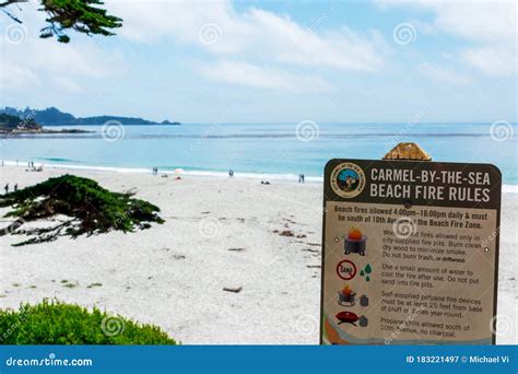 Carmel-by-the-Sea Beach Fire Rules and Regulations Sign Editorial Photography - Image of people ...