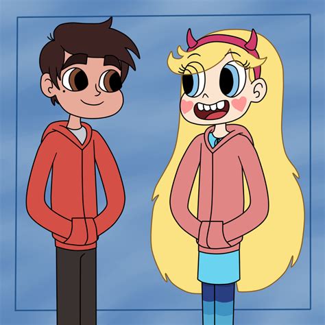 Marco Diaz and Star Butterfly wear the hoodies by Deaf-Machbot on DeviantArt