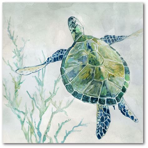 Courtside Market Sea turtle II 16"x16" Gallery-Wrapped Canvas Wall Art - Walmart.com