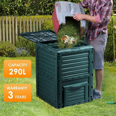 290L Compost Bin Food Waste Recycling Composter Kitchen Garden Composting