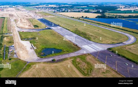 RAF Alconbury in its final stages before total removal of the runway for housing Stock Photo - Alamy