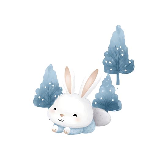 Cute Sleeping Rabbit In The Winter Forest, Christmas Seamless Pattern ...