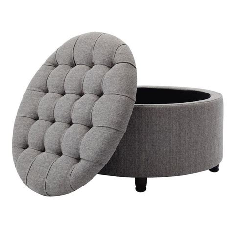 eLuxury Casual Grey Round Storage Ottoman in the Indoor Ottomans department at Lowes.com