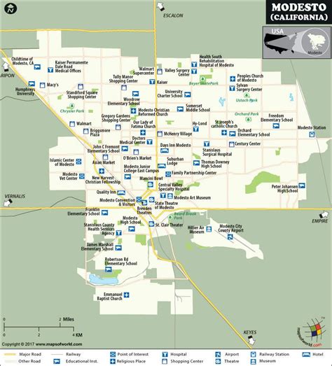 Map of Modesto City, California | Modesto california, California, Modesto