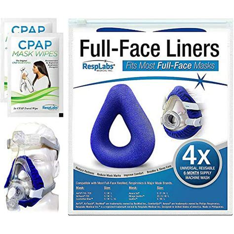 RespLabs Full Face CPAP Mask Liners, Reusable & Universal Soft Fleece Cover, 4 Pack - Walmart ...